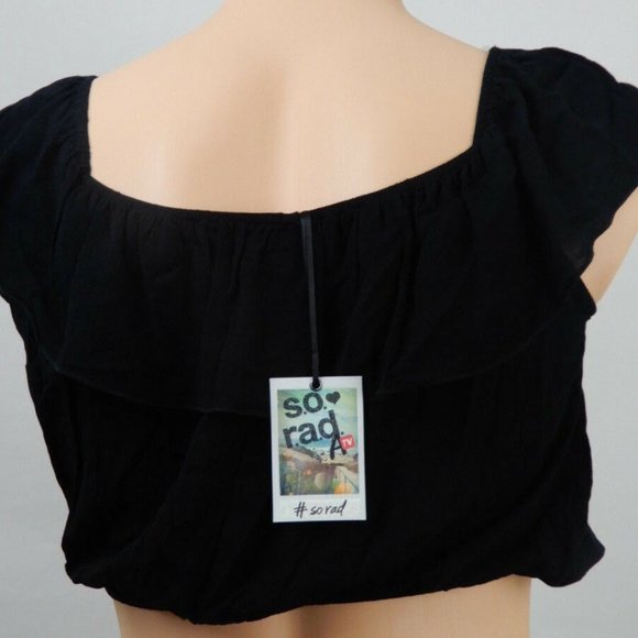 so rad by A TV Junior's Shirt Size S Black Off the Shoulder Top   NWT (SL011) - Picture 7 of 7
